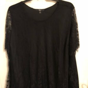 Ladies Plus Black Lace Blouse